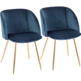 Fran Dining Chair in Blue Velvet & Gold Metal (Set of 2)